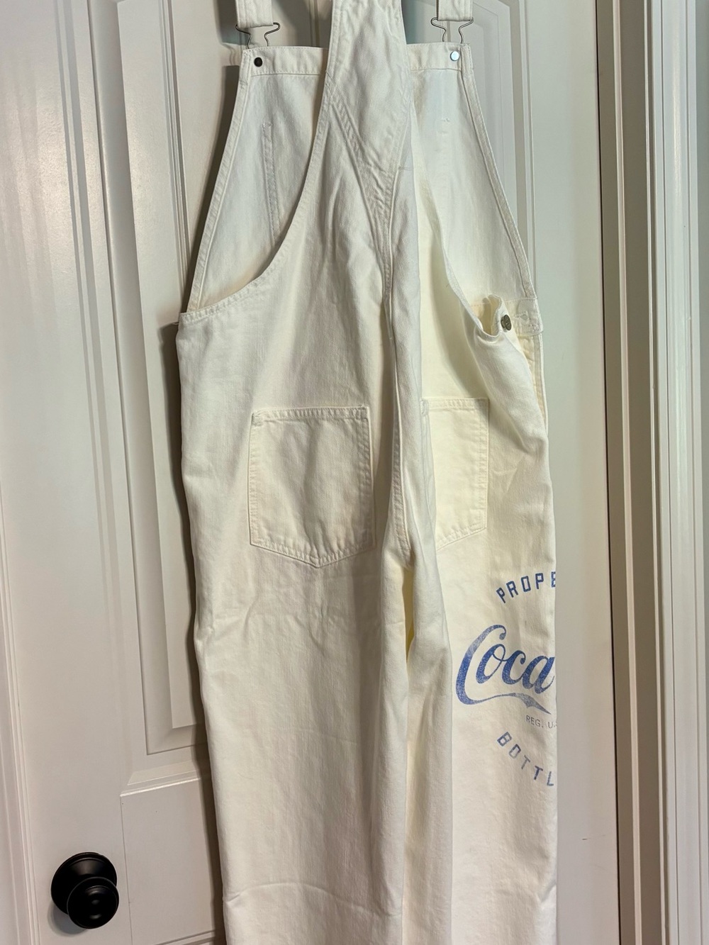 Lucky Brand size small Coca Cola White Denim Overalls - Picture 2 of 7